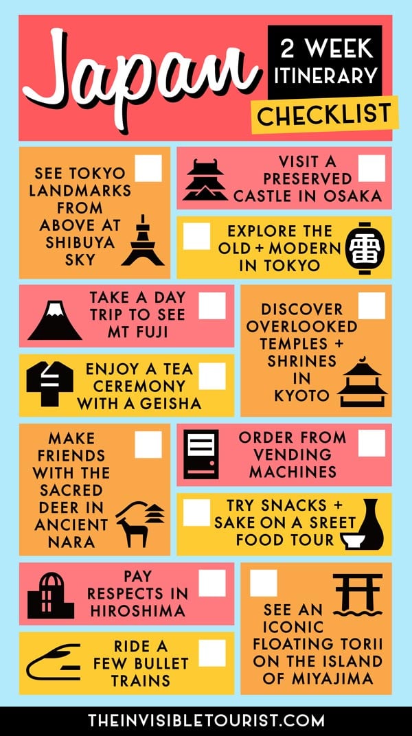 2 Weeks in Japan Itinerary Checklist for First Time Visitors | The Invisible Tourist