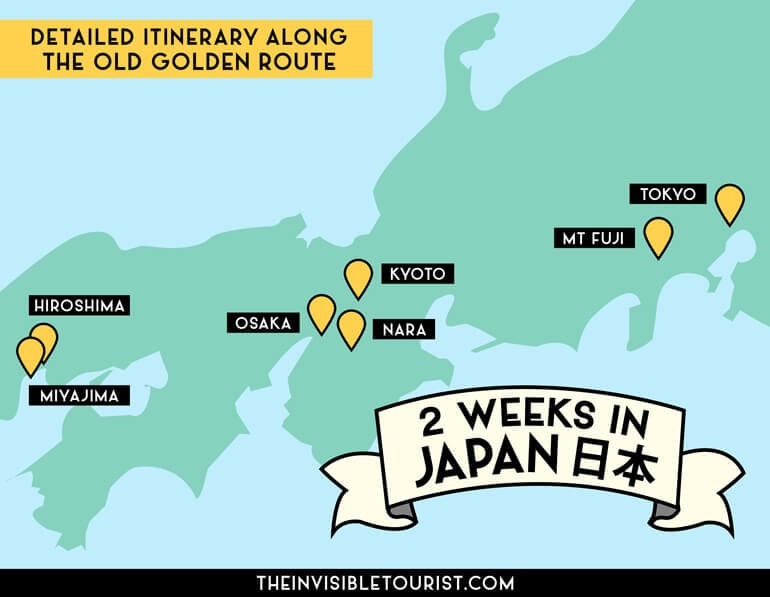 2 Weeks in Japan Itinerary Map: Japan Trip Planner Map | The Invisible Tourist
