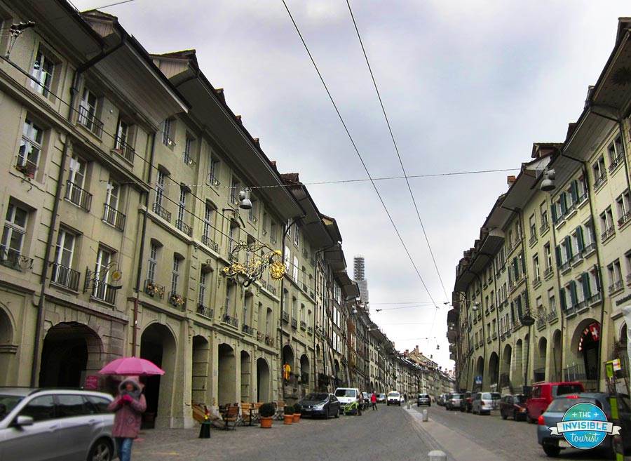 Visit Switzerland in Winter Arcades beneath the buildings in Bern
