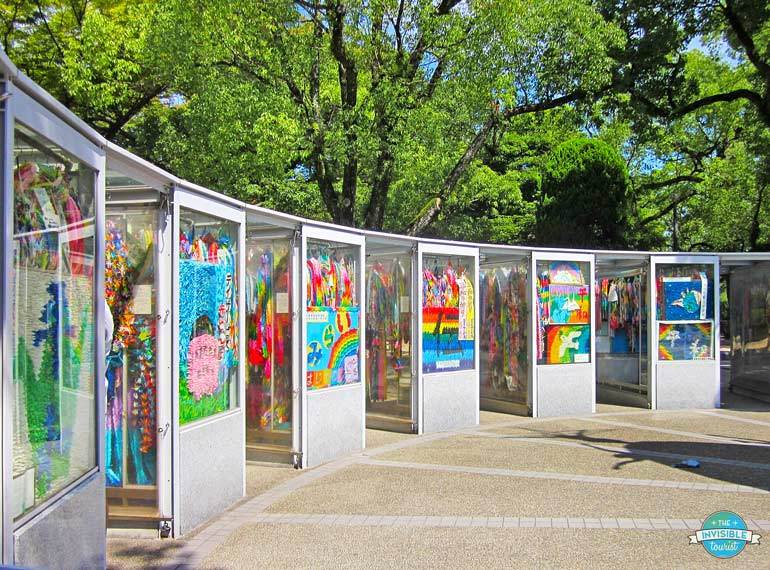 Colourful paper cranes and messages of peace at the Children's Peace Memorial