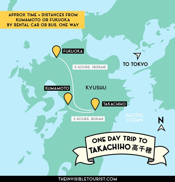 Day Trip to Takachiho Gorge Map - Kyushu, Japan