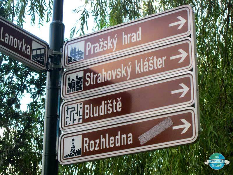 Direction sign in Prague, Czech Republic 