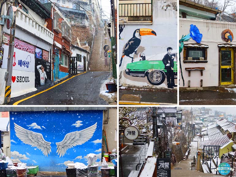 Paintings in Iwha Mural Village, Seoul