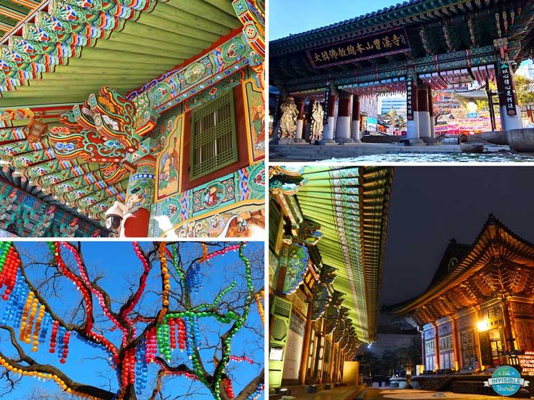 Jogyesa Temple during the day and night, Seoul