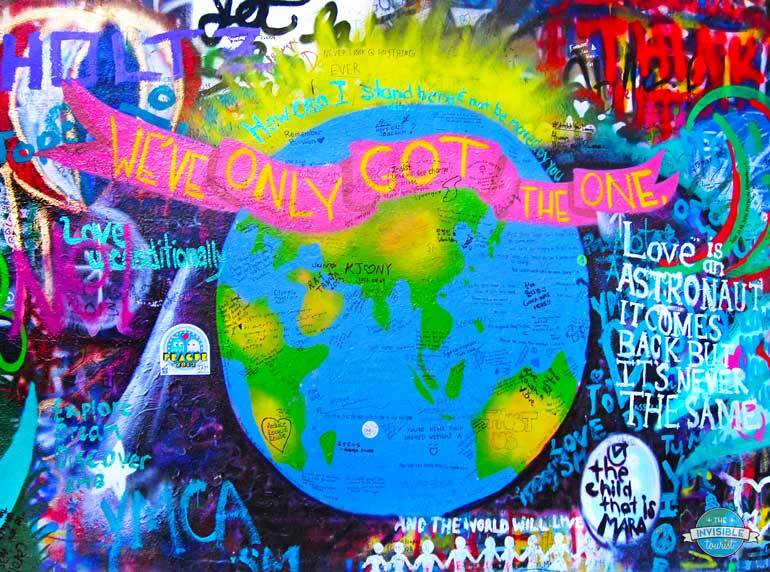 The ever-changing surface of the John Lennon Wall