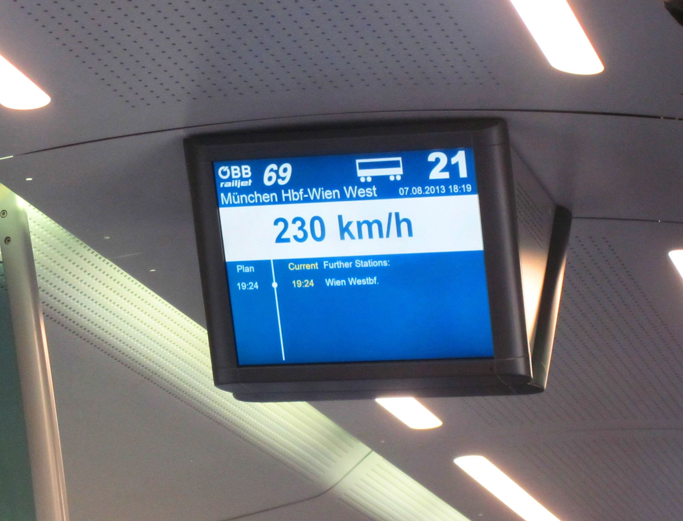 Inside a high-speed train, Austria