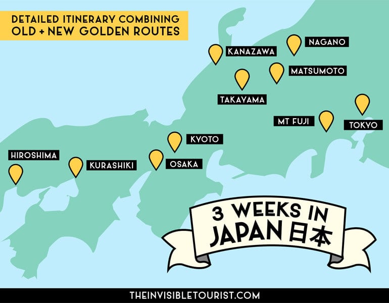 Japan 3 Week Itinerary Map | The Invisible Tourist