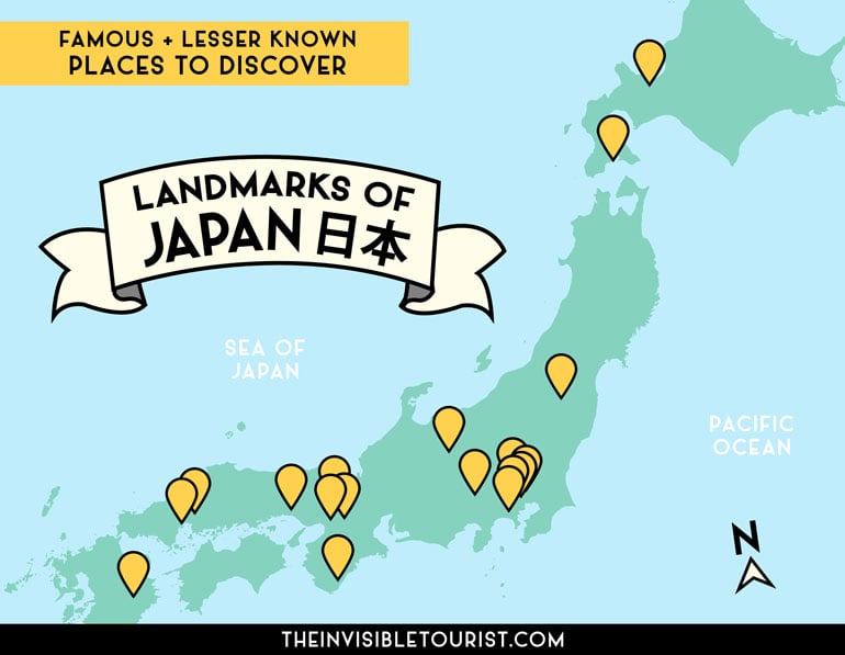 Japanese Landmarks Map: Lesser-Known & Famous Landmarks of Japan | The Invisible Tourist