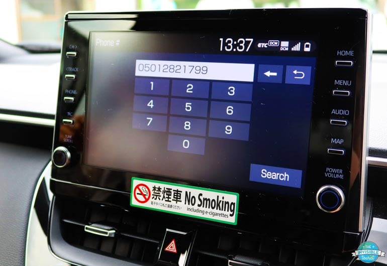 Japanese rental car navigation system for driving in Japan as a tourist