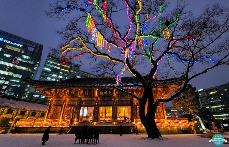Jogyesa Temple at Night in Insadong, Seoul