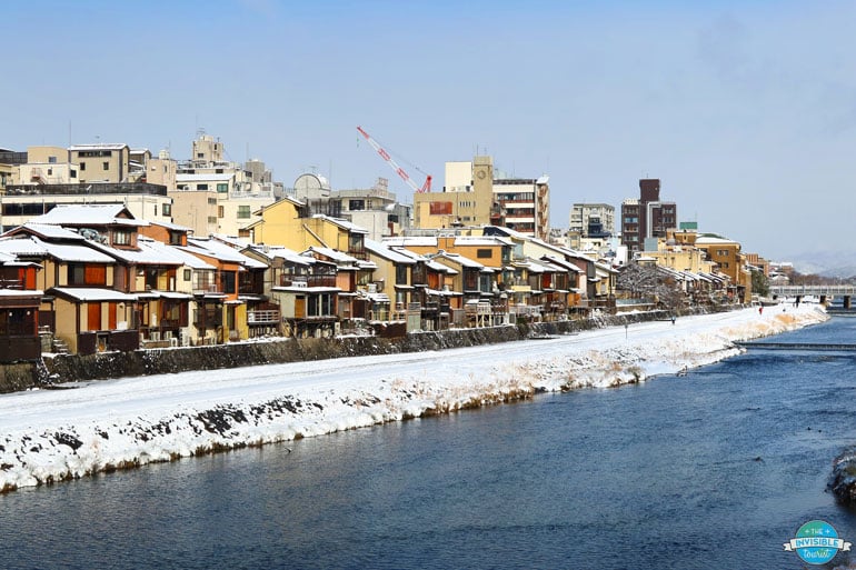 Kamogawa River, Kyoto in winter