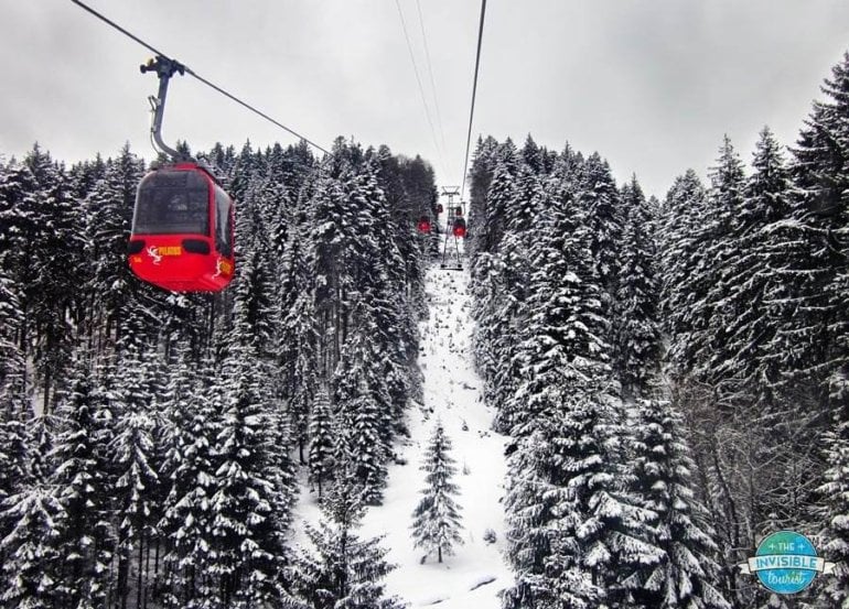 Taking a gondola ride up to Mt Pilatus