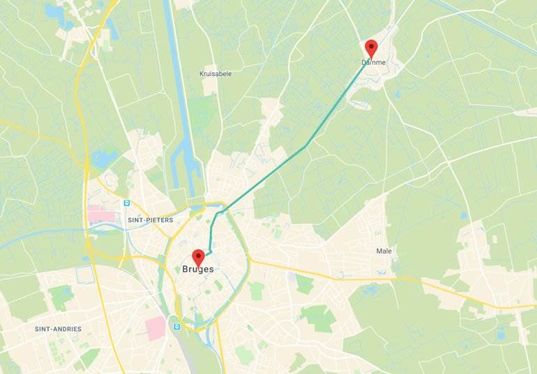 Cycle route from Bruges to Damme