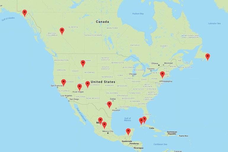 Map: UNESCO Sites in North America