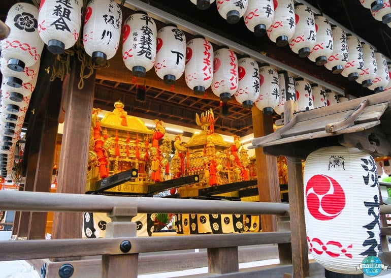 Mikoshi at Yasaka Shrine for Gion Matsuri during Summer in Japan 