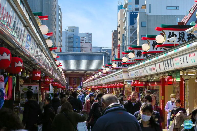 Nakamise-dori, one of the popular shopping streets in Tokyo