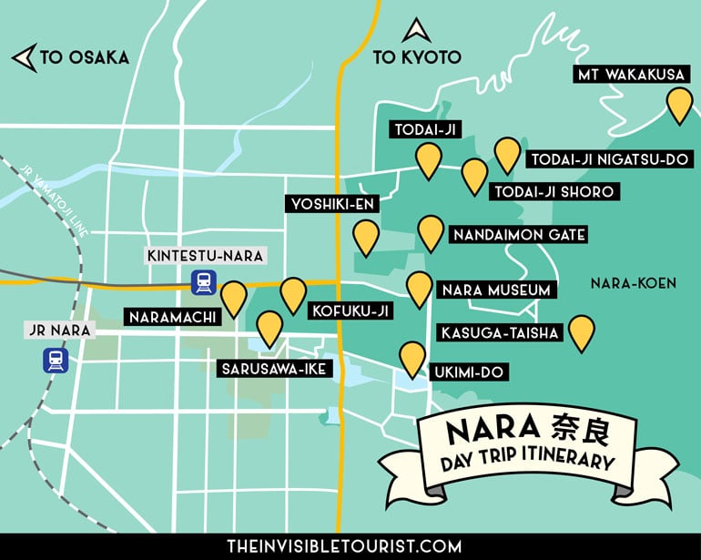 One Day Trip to Nara Itinerary Map | The Invisible Tourist