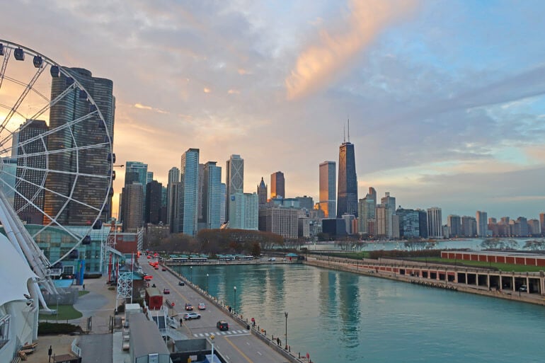 Navy Pier parking garage is one of the secret places in Chicago for skyline views