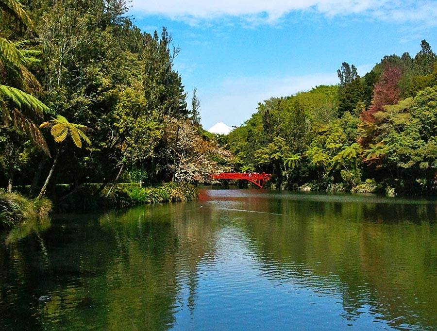 Pukekura Park with view of Mt Taranaki, New Plymouth