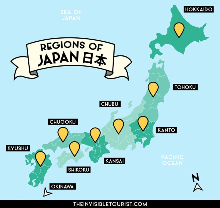 Regions of Japan Map