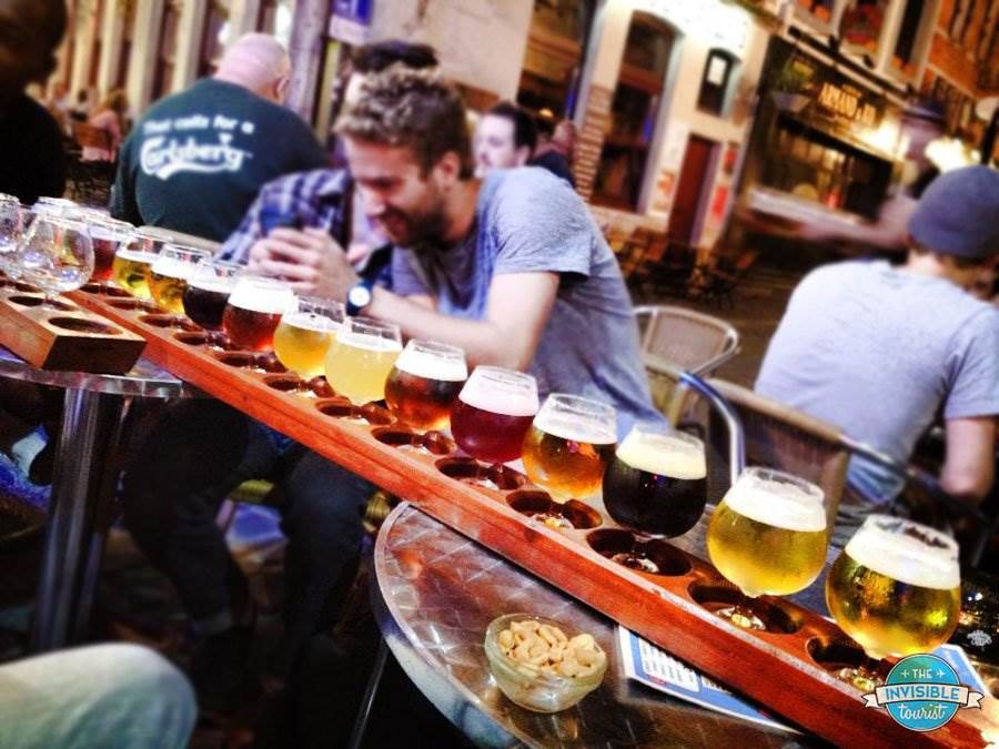 Sampling Belgian beer with locals