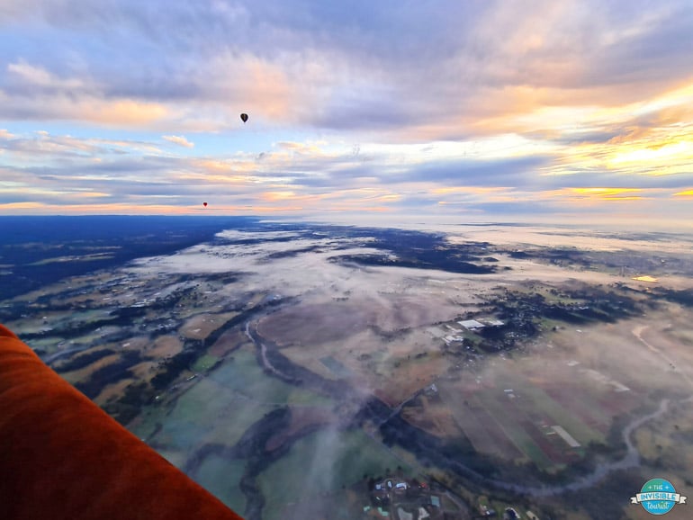 Sunrise hot air balloon ride over Sydney Australia