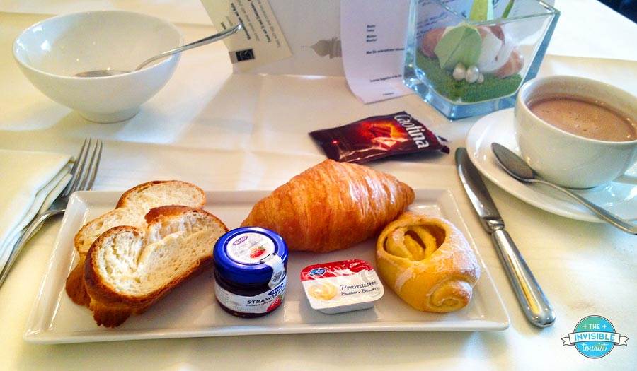 Delicious Swiss breakfast including the amazing hot chocolate