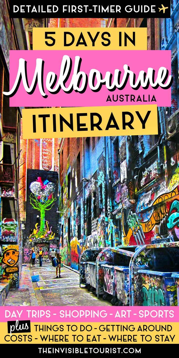 Wondering how to spend 5 days in Melbourne? As a frequent visitor to Australia's capital of culture, my Melbourne itinerary has you covered! Discover the best things to do in Melbourne, where to go shopping in Melbourne, street art, where to eat, where to stay, day trips, travel tips and more! | The Invisible Tourist #melbourne #itinerary #australia #shopping #food #streetart #daytrips #travel #placestosee #likealocal #invisibletourism