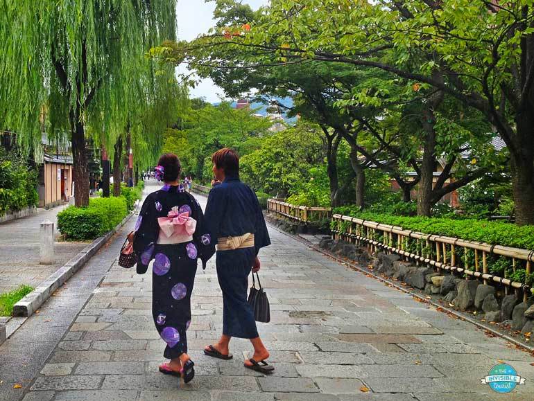 Tourists walking in Kyoto