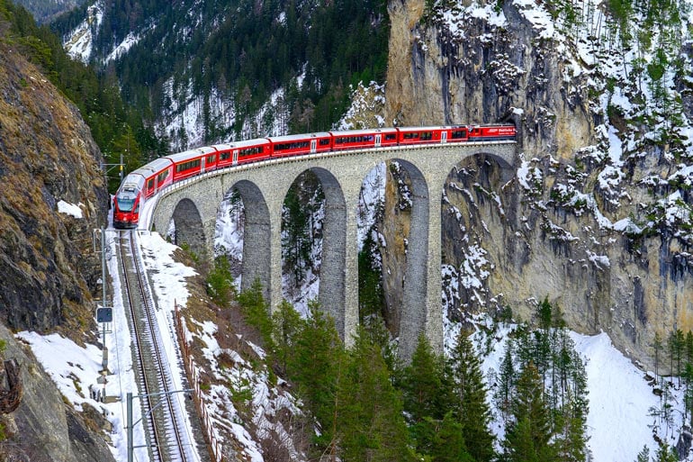 Train journeys during a Switzerland winter