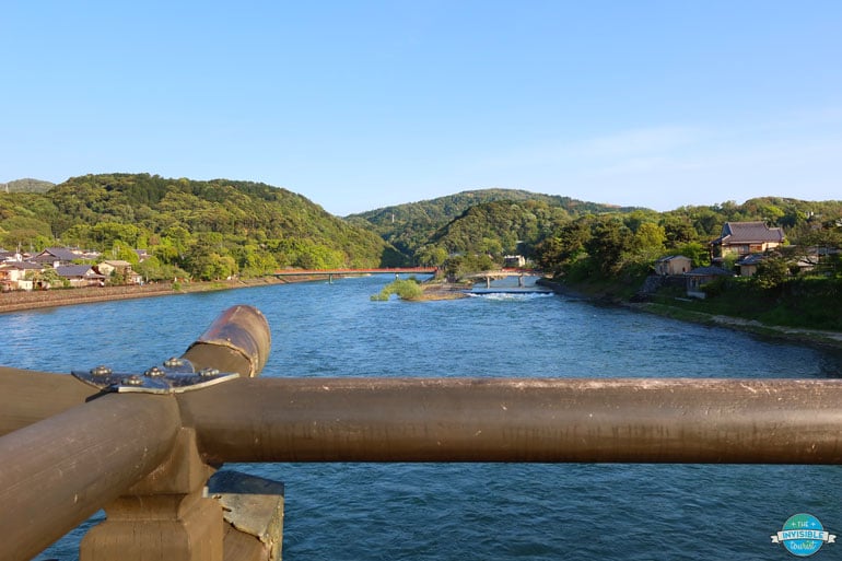 View of Uji's three bridges from Ujibashi Bridge