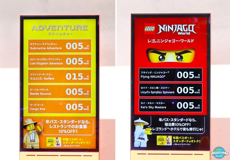 Wait Times at Best Legoland Japan Rides