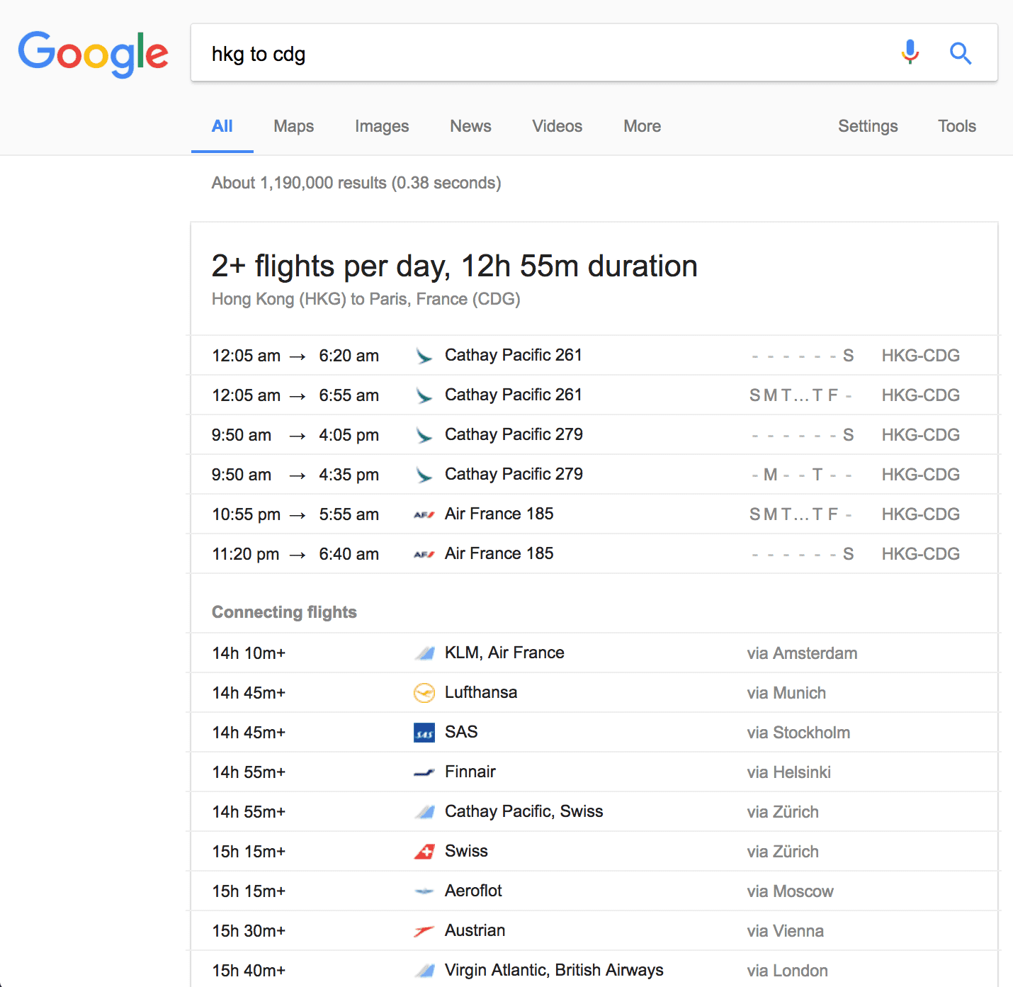 Google flights directly